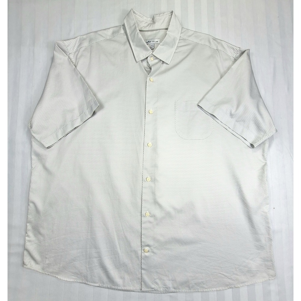 Peter Millar Mens XXL Grey White Geometric Honeycomb Short Sleeve‎ Button Shirt